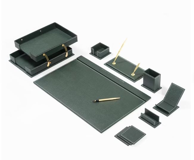 MOOG Classic Leather Desk Organizer Set – 12 Pieces