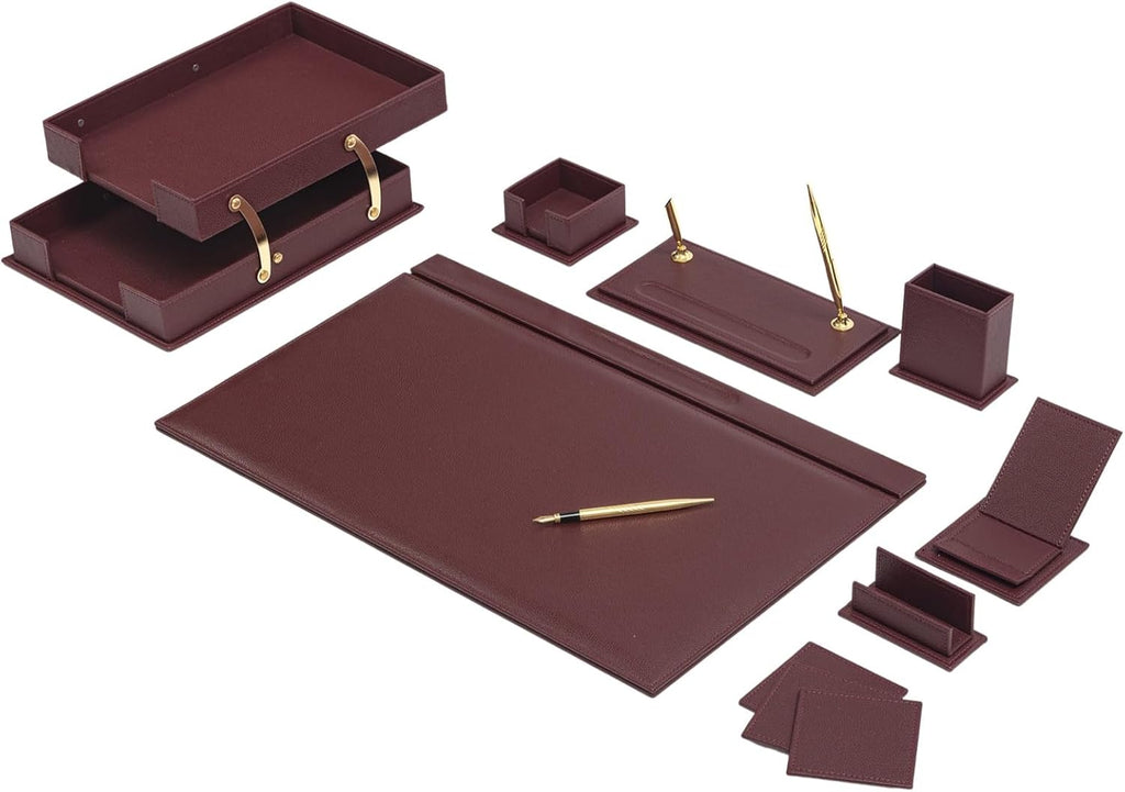 MOOG Classic Leather Desk Organizer Set – 12 Pieces