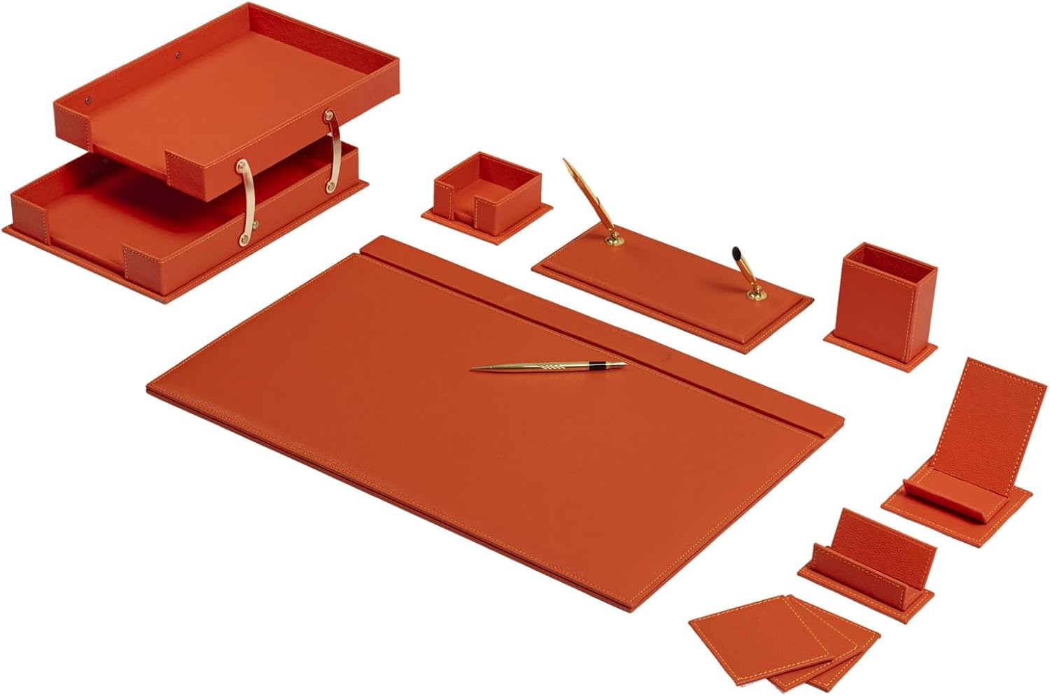 MOOG Classic Leather Desk Organizer Set – 12 Pieces