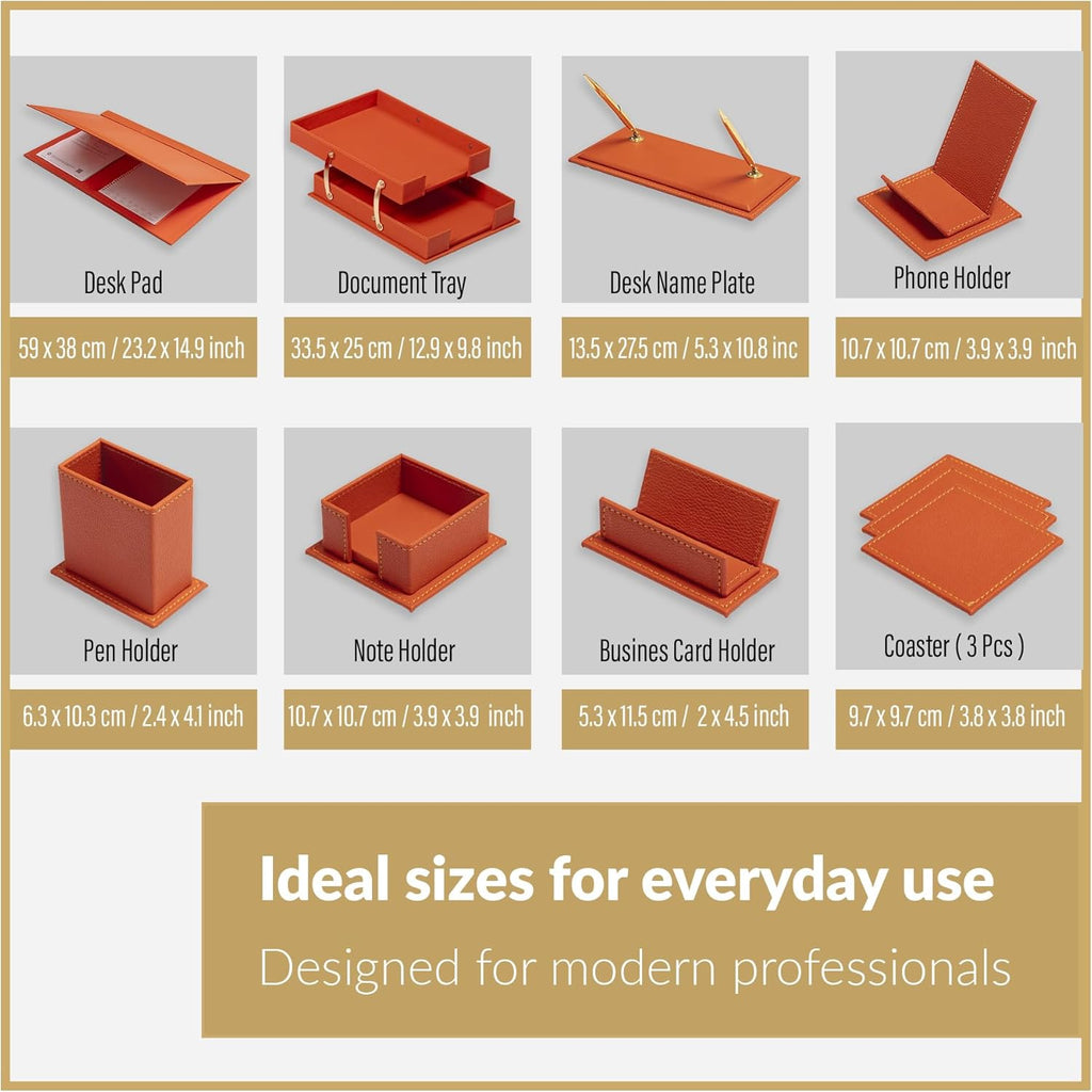 MOOG Classic Leather Desk Organizer Set – 12 Pieces