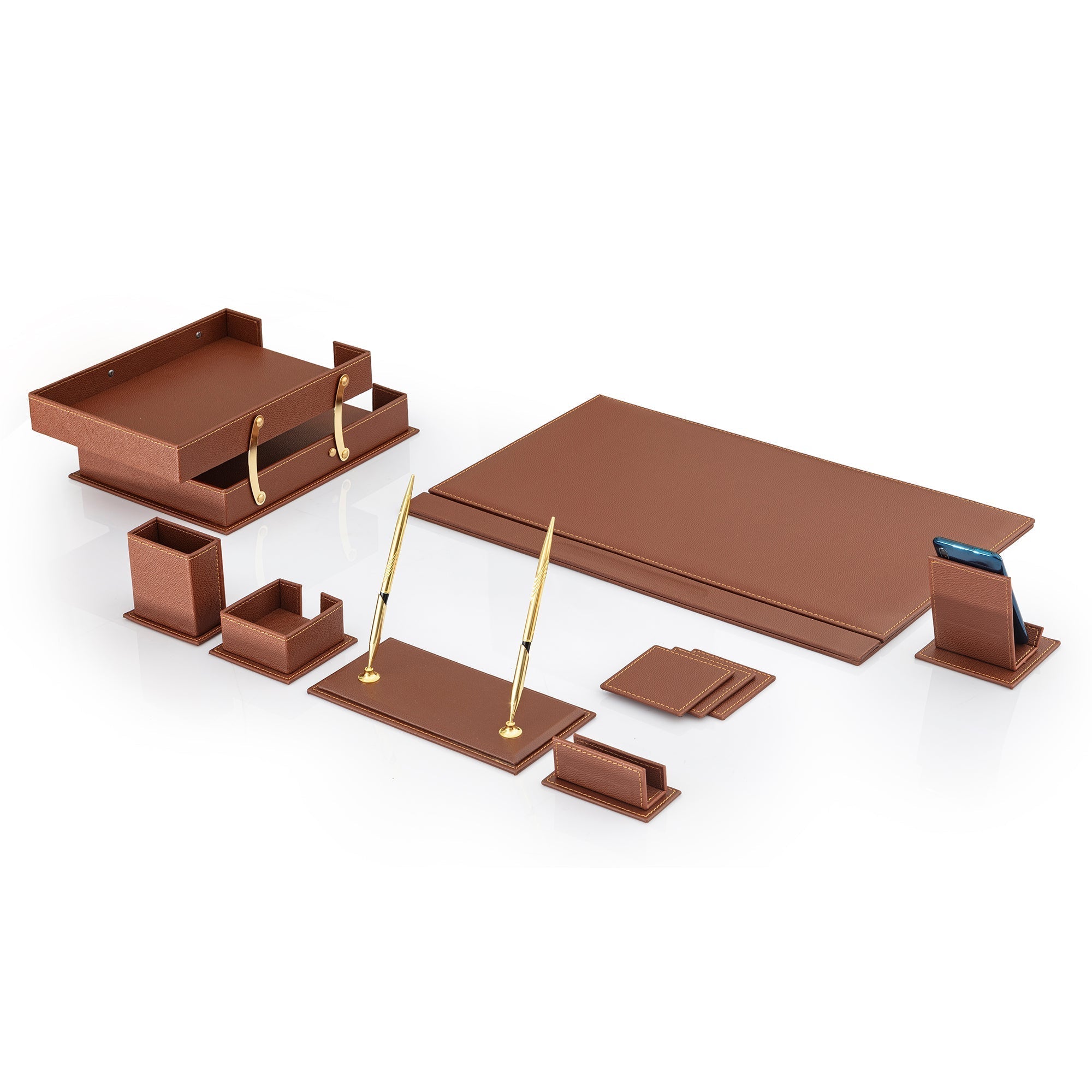 MOOG Classic Leather Desk Organizer Set – 12 Pieces