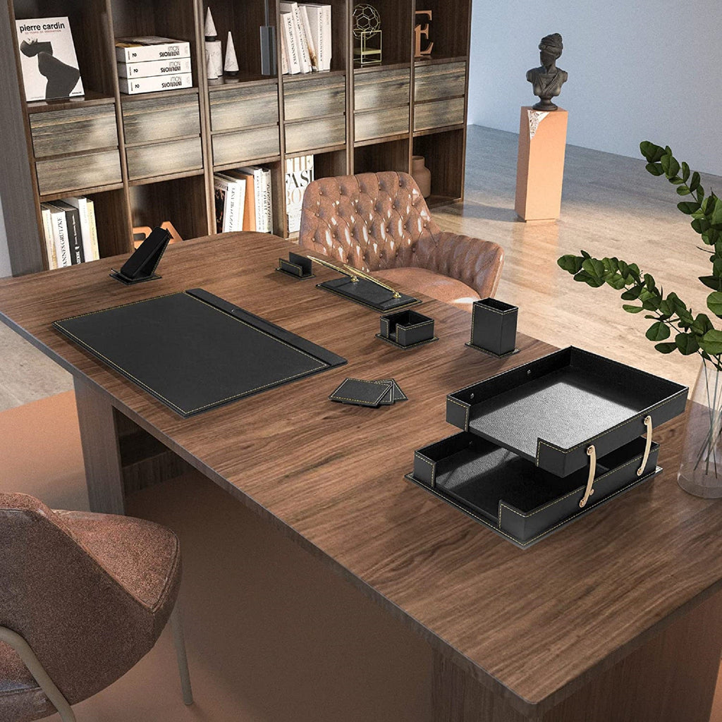MOOG Classic Leather Desk Organizer Set – 12 Pieces
