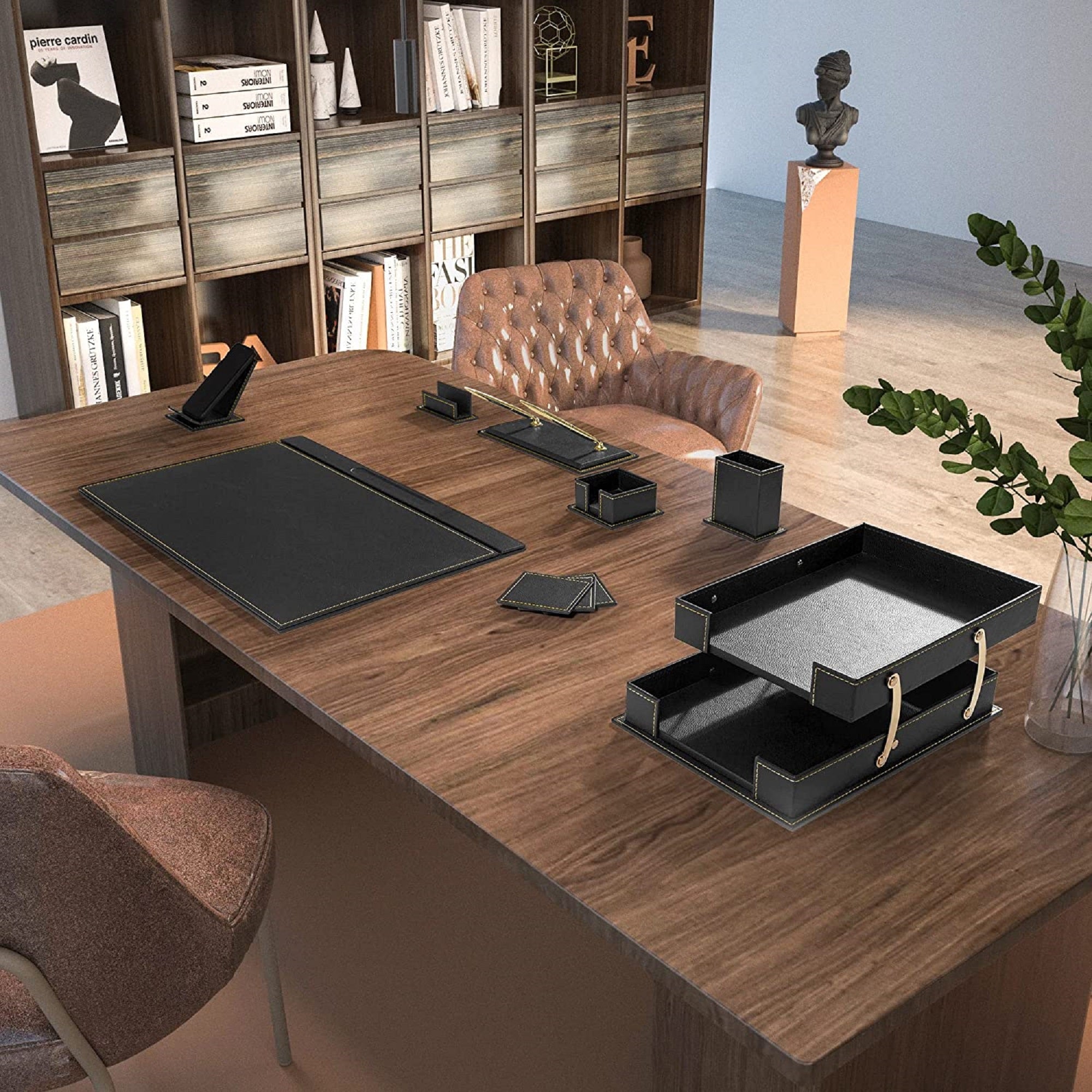 MOOG Classic Leather Desk Organizer Set – 12 Pieces